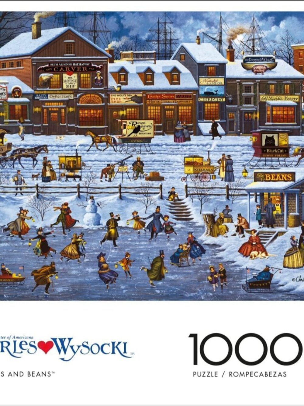 Charles Wysocki - Bostonians and Beans- 1000 Piece Christmas Jigsaw Puzzle - Fes - Picture 3 of 6